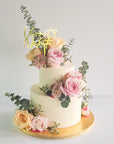 Pink Peach and White Fresh Floral Cake