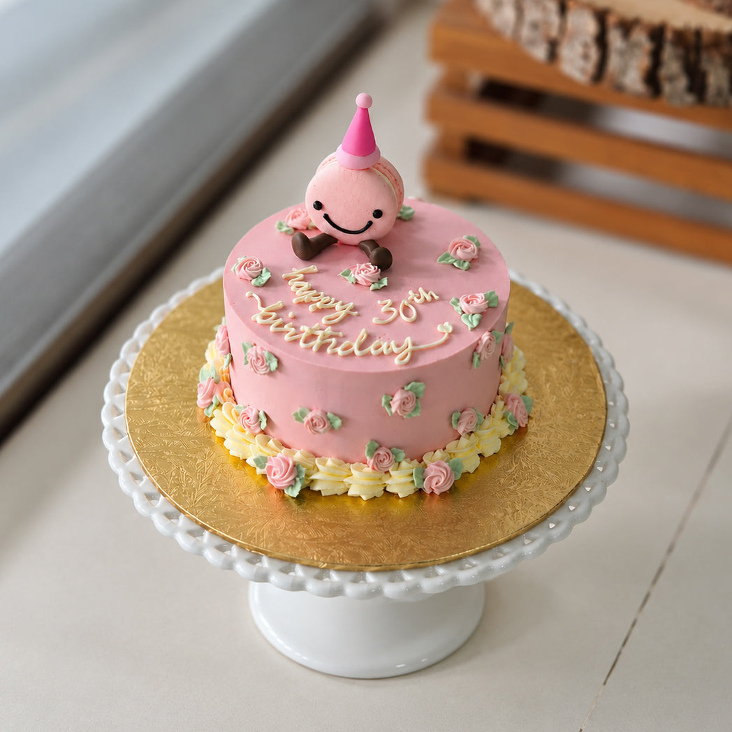 Buttercream Floral Macaron Cake