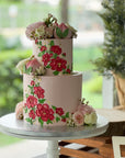 Pink Floral Longevity Cake