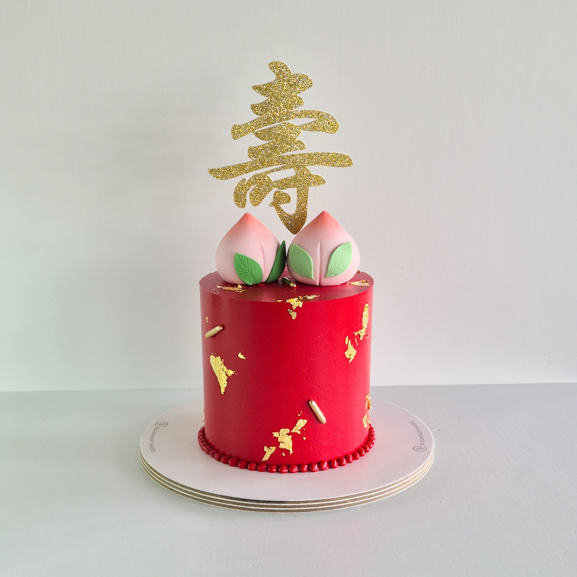 Red &amp; Gold Longevity Cake (Tall Version)