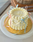 Vintage Ribbons Gender Reveal Cake